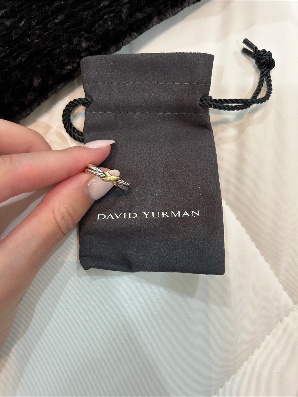 David Yurman Two-Tone Twisted Cable Ring in Silver and Gold